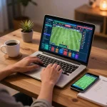 Engaging live sports betting action on FIVE88's online platform displayed on laptop and smartphone