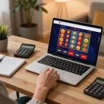 Engaging online gaming setup showcasing KU88 with various casino games on a laptop.