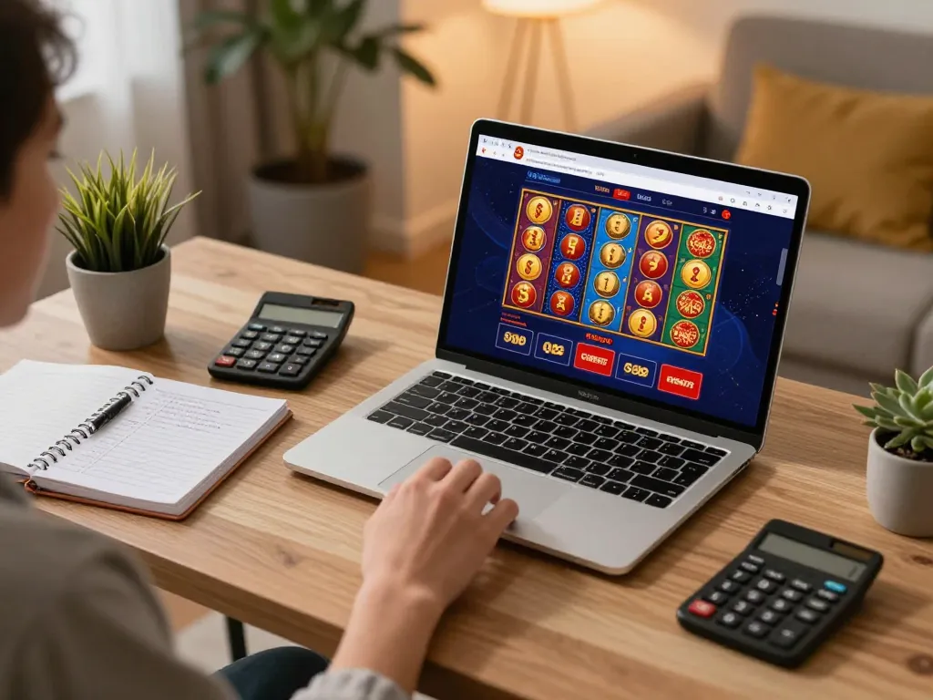 Engaging online gaming setup showcasing KU88 with various casino games on a laptop.