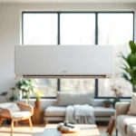 Enhance your home comfort with a sleek mini split ac unit elegantly installed in a bright living room.
