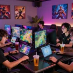 Exciting online gaming scene at 789club showcasing diverse players in a vibrant lounge.