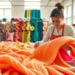 Verken viscose vezels en stoffen in een professionele werkplaats.