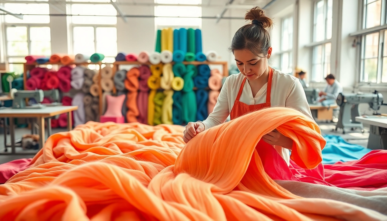 Verken viscose vezels en stoffen in een professionele werkplaats.