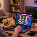 Enjoying casino games on Go88 with vibrant online gaming setup and cozy atmosphere