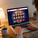 Navigating the NOHU90 COM online casino with excitement while engaging in gameplay.