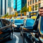 Minicabs showcasing professional services and vibrant city life.