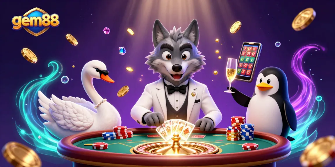 Experience expert betting at gem88 with interactive casino elements like cards and vibrant jackpots.