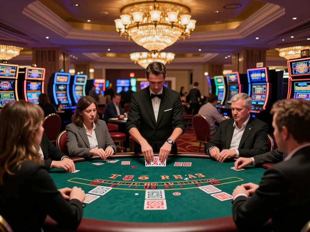 Players engaged in a thrilling blackjack game at five88 casino, showcasing strategic gameplay in a luxurious environment.