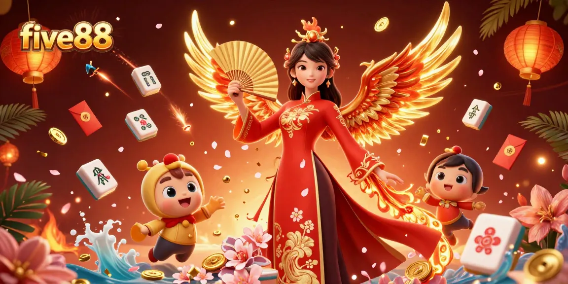 Bet on five88 with exciting characters and vibrant casino elements in an immersive 3D illustration.