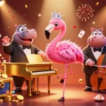 Experience the excitement of USBET with animated casino characters and vibrant game elements.