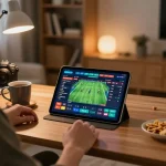 Socolive user engaging in responsible sports betting with live odds displayed on tablet.
