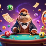 Experience the excitement of 789win with jolly characters playing poker amidst vibrant casino elements.
