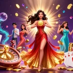 Zbet brings excitement to players with a stunning visual of casino gaming action featuring a glamorous Asian woman and coins.