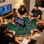 GEN88 players enjoying an online poker game with a warm and inviting atmosphere.