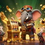 Engage with HIT CLUB's thrilling gaming atmosphere featuring steampunk characters and golden slot machines.