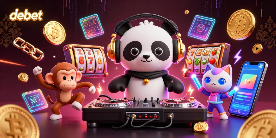Engage in thrilling gambling experiences on debet with vibrant casino elements and animated characters.