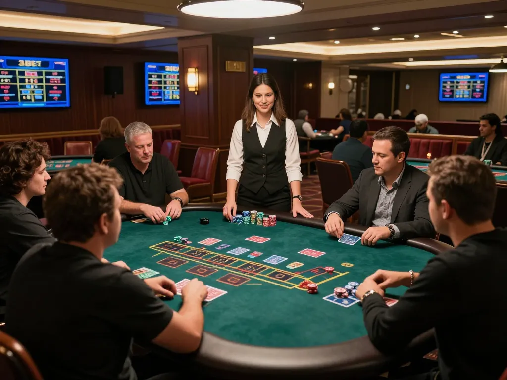 Players engaged in an exciting live 3BET baccarat game with professional dealer and comfortable ambiance.