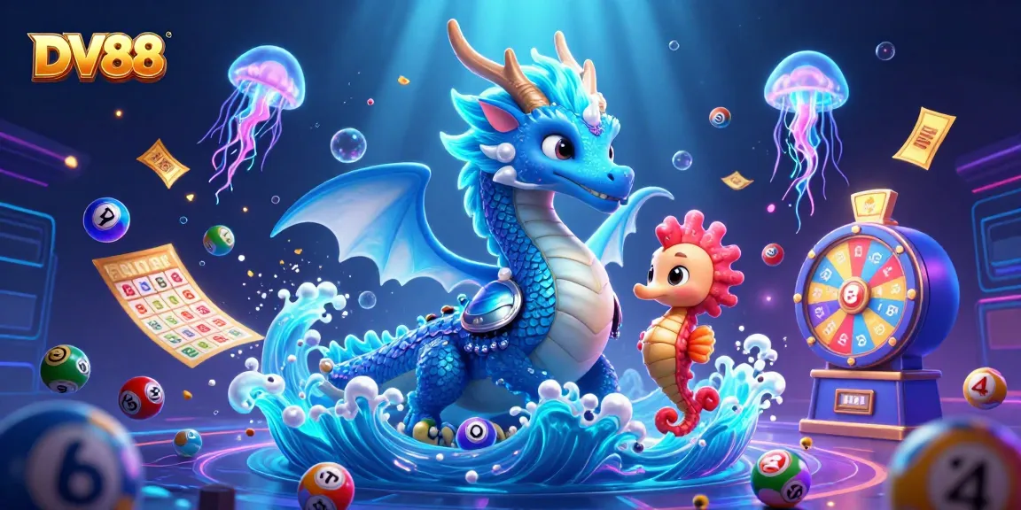 Engage with thrilling DV88 lottery game scenes featuring vibrant, magical ocean characters.