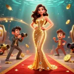 Experience topbet's thrilling slots with a glamorous woman and vibrant elements creating electrifying energy.