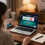 Engaging online poker session with ok8386 on laptop showcasing action and strategy in comfort.