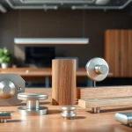 Showcasing high-quality hardware from furniture hardware manufacturers in a modern workspace.