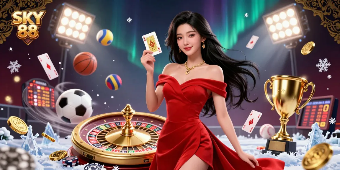 Engage in thrilling gameplay with SKY 88 showcasing a stunning casino scene filled with dynamic sports betting elements.