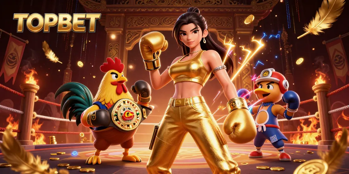 Bet on thrilling matches with TOPBET showcasing powerful characters in an energetic arena