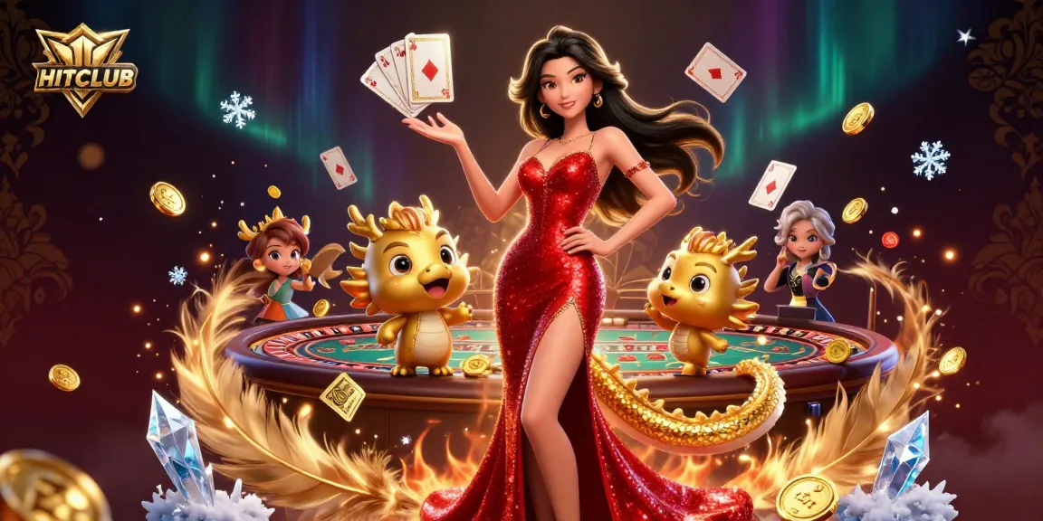 Engage in the excitement of HITCLUB with a stunning live casino scene featuring vibrant characters and dynamic elements.