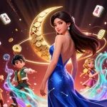 Engage in thrilling experiences with Nhà cái RIK88, showcasing an elegant woman in a vibrant casino atmosphere.
