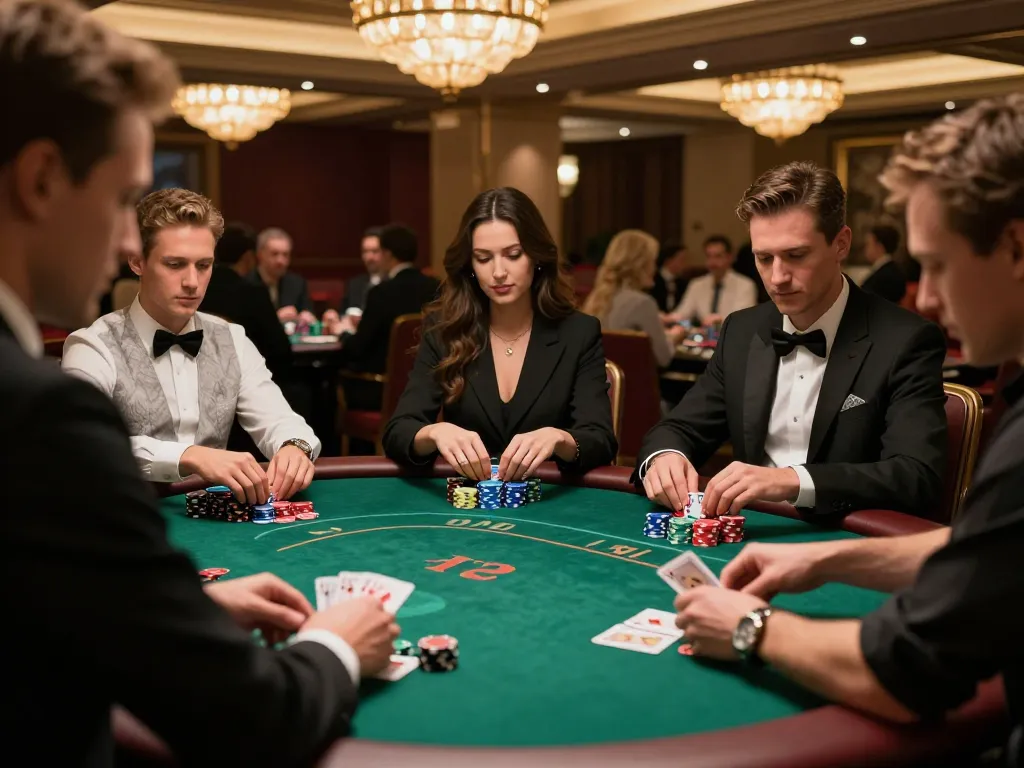 Players intensively strategizing during a thrilling poker game at TG88 casino setting.