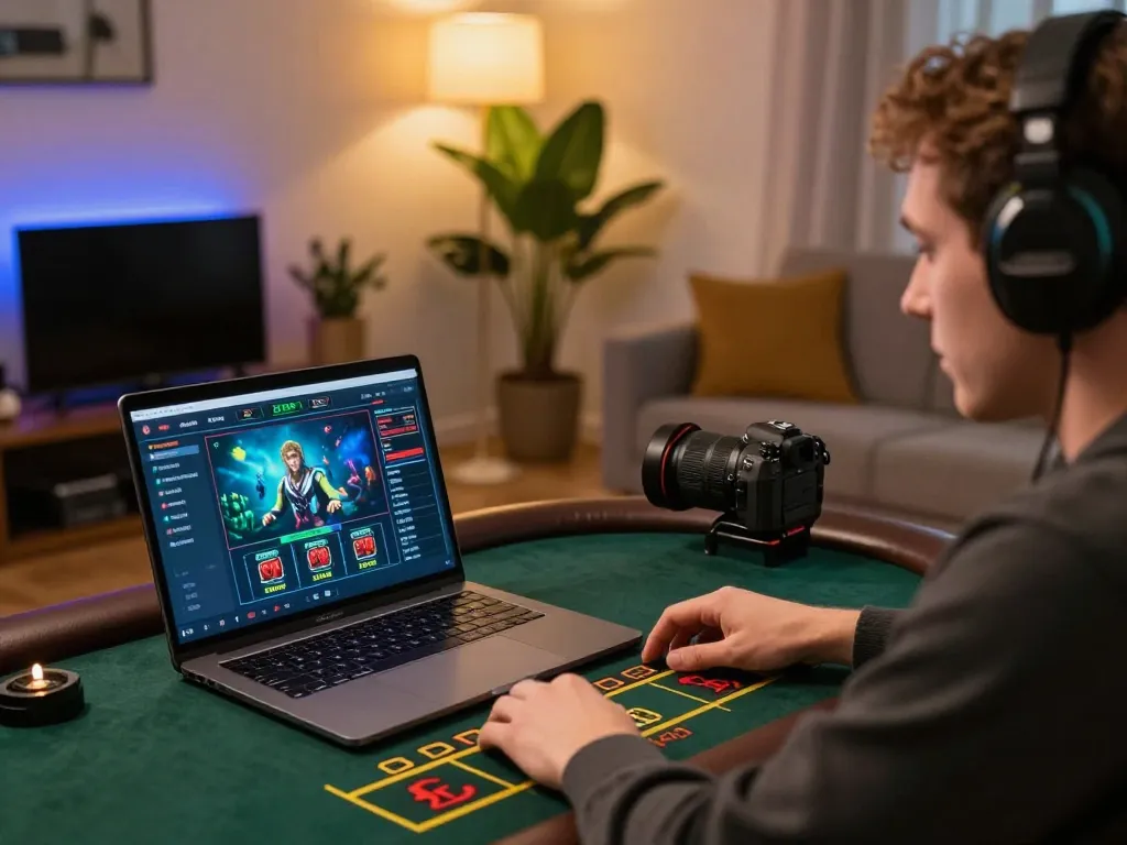 Player enjoying an online casino experience with XO88, focused on strategy while gaming at home