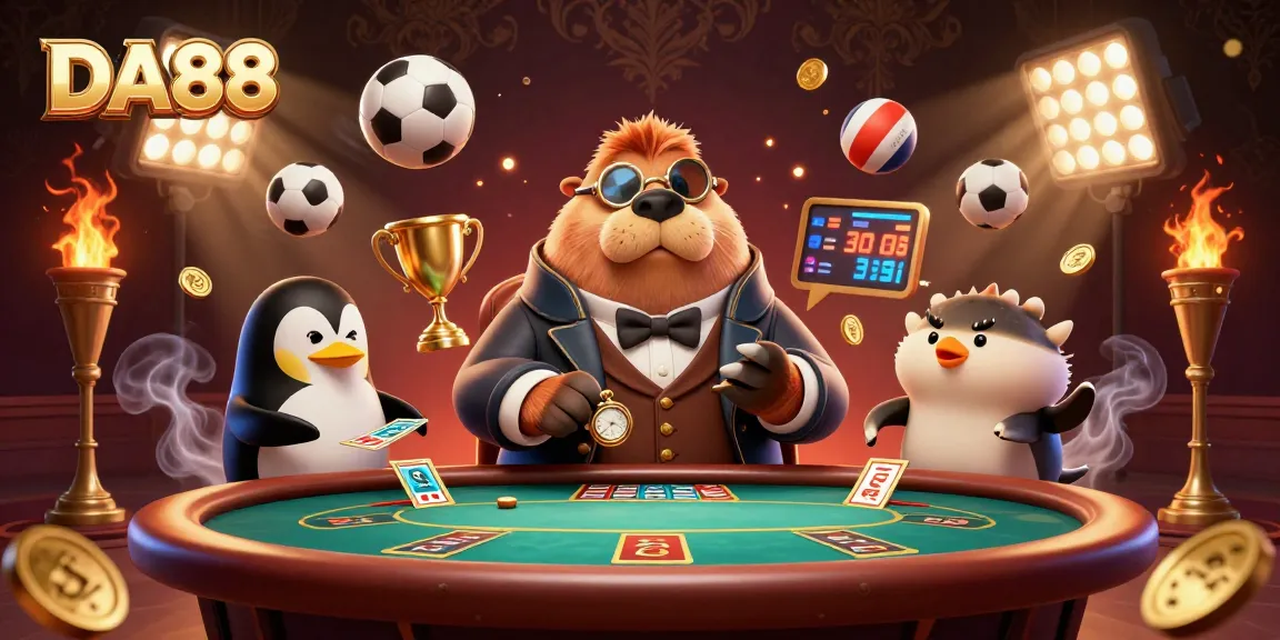 Experience thrilling moments of DA88 poker, with a jolly walrus and bluffing pufferfish underwater.