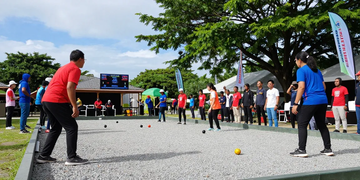 Community engaged in petanque at fopikotatarakan.org event, showcasing diverse players and camaraderie.
