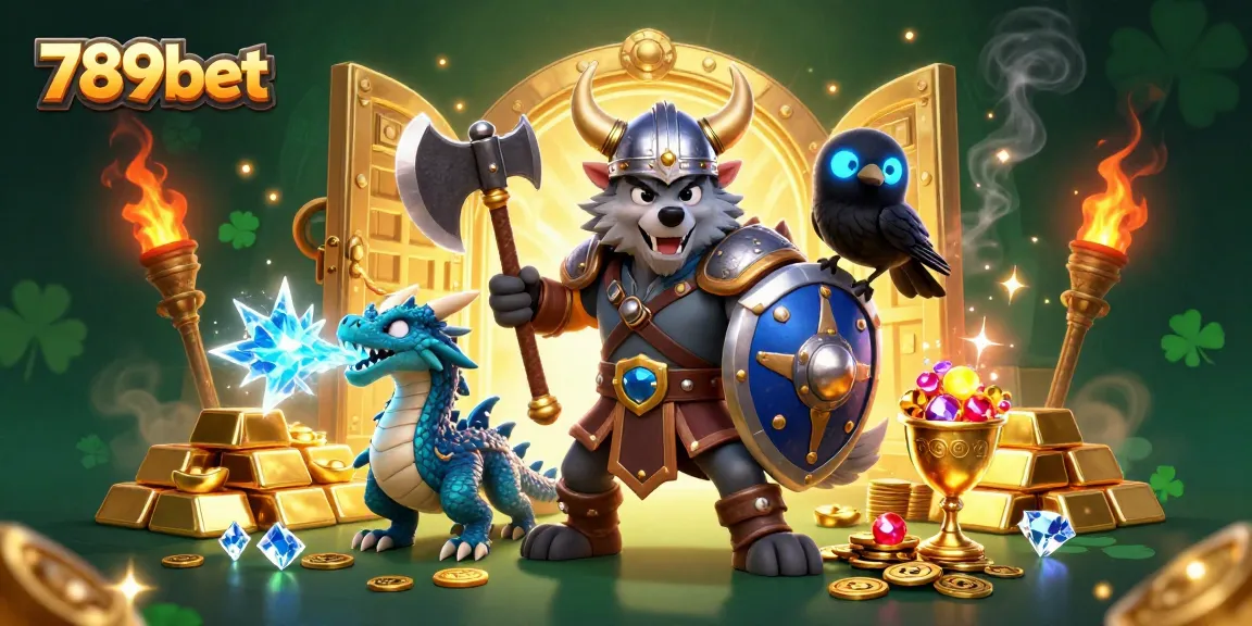 Join the action at 789bet with a thrilling casino scene showcasing a Viking wolf warrior and more!