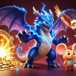 FABET offers exciting gaming experiences with a powerful dragon and treasures in a dynamic casino scene.