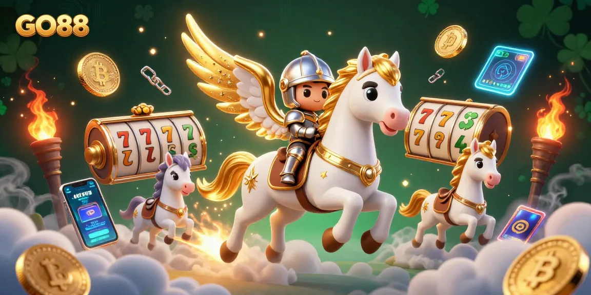 Experience exciting games at GO88 with vibrant slot reels and golden elements.