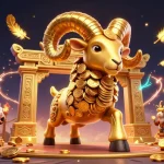 Bet on exciting outcomes with vin88's dynamic golden ram and a vibrant casino scene enriched with colorful game elements.