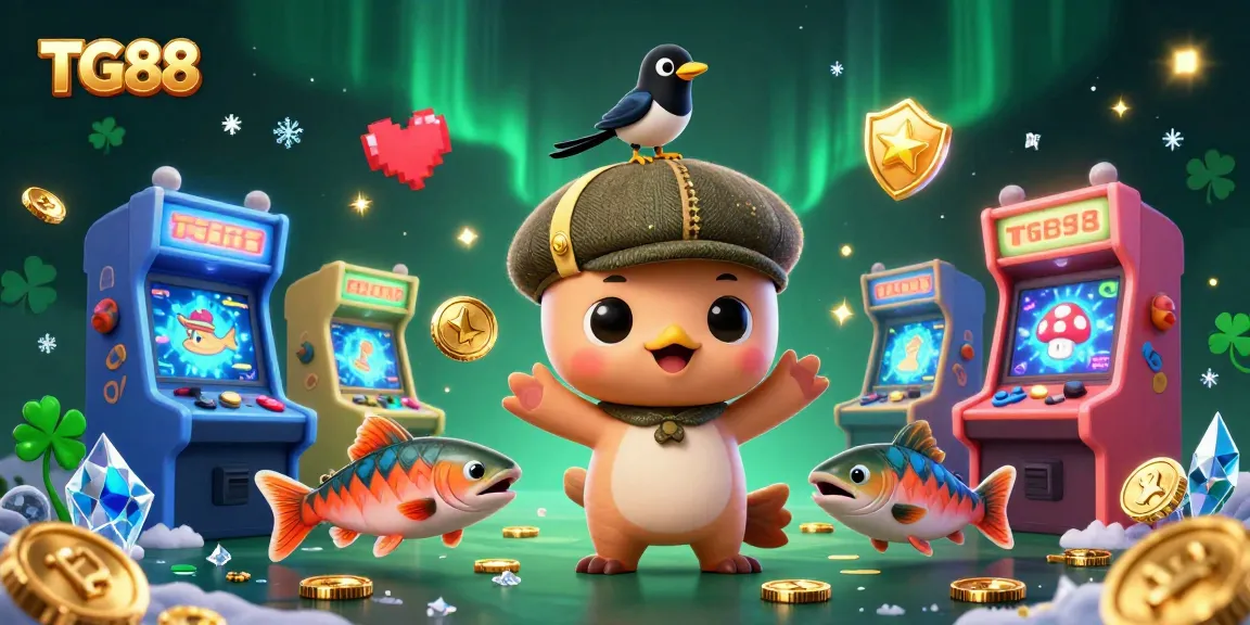 Join the excitement at TG88 with a colorful illustration of a playful Nessie, showcasing vibrant casino elements and dynamic gaming action.