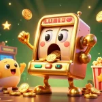 UU666 slot machine hits jackpot with coins pouring out, surrounded by cheering machines and arcade elements.