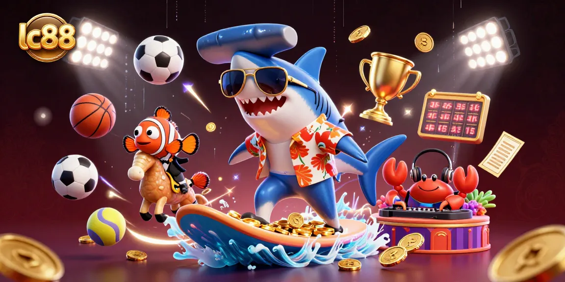 lc88 players enjoy vibrant online gaming with golden coins and lively characters in a dynamic casino scene