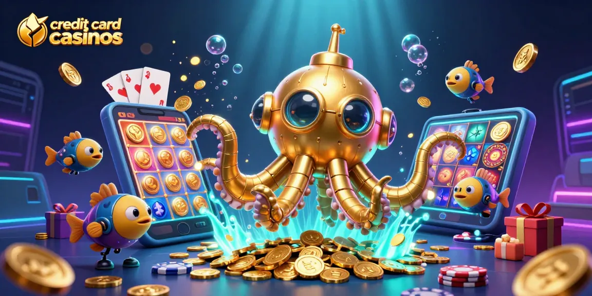 Engage in thrilling action at credit card casinos with this vibrant casino-themed illustration.