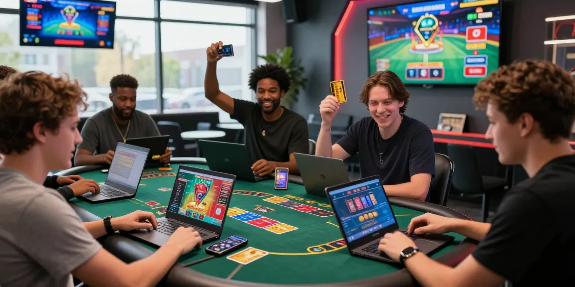 Engaged players at a vibrant credit card casino, showcasing gaming excitement and bonuses.
