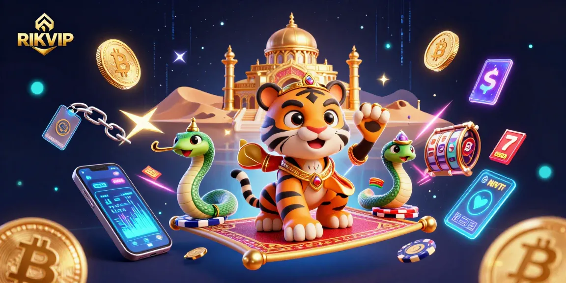 RIKVIP engages players with vibrant slot games and features thrilling casino elements in a magical scene.