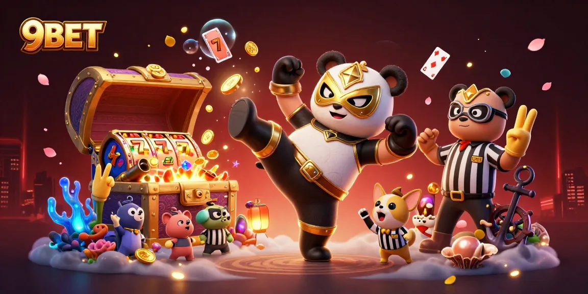 Experience the thrilling excitement of 9BET with this vibrant illustration of animals enjoying casino gaming.