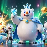 Engage with tỷ lệ kèo nhà cái in a lively casino-themed 3D scene with characters amidst action.