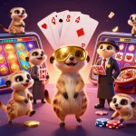 Engage with Hitclub's immersive casino experience with colorful games and vibrant meerkat characters.