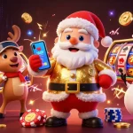 Get ready to win big at 007WIN with Santa and his friends in this vibrant casino scene.