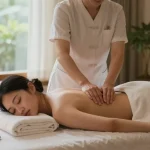 Experience 용인출장안마 in a serene spa with professional therapists, calming candles, and natural light for relaxation.