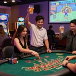 Experience mastercard casinos with players enjoying vibrant casino games atmosphere and instant deposits.