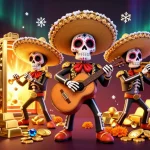 Win big at Trang Chủ debet with colorful mariachi band and treasures enhancing the casino experience.